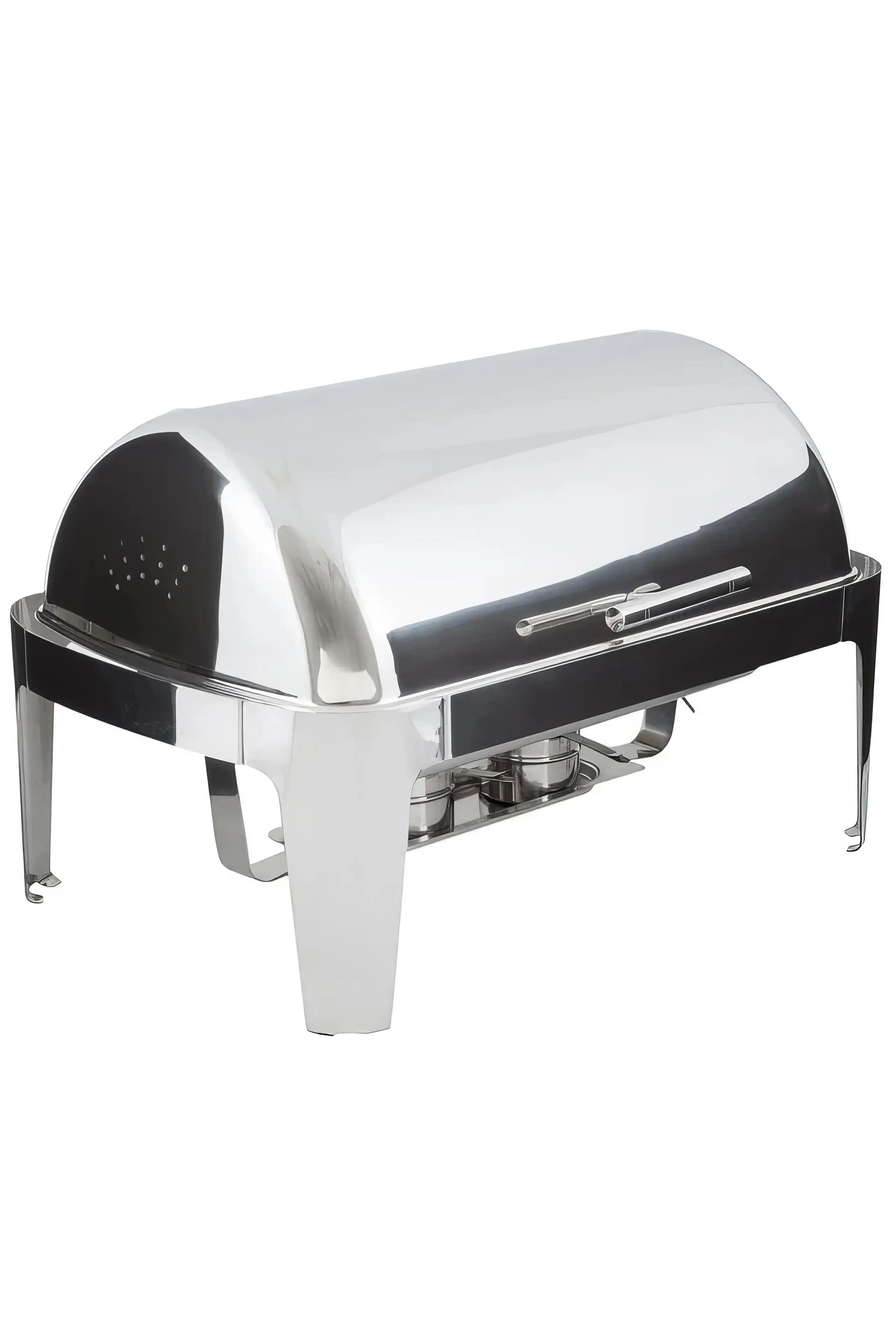 POLISHED S.S. CHAFER - ROLL TOP RECTANGULAR